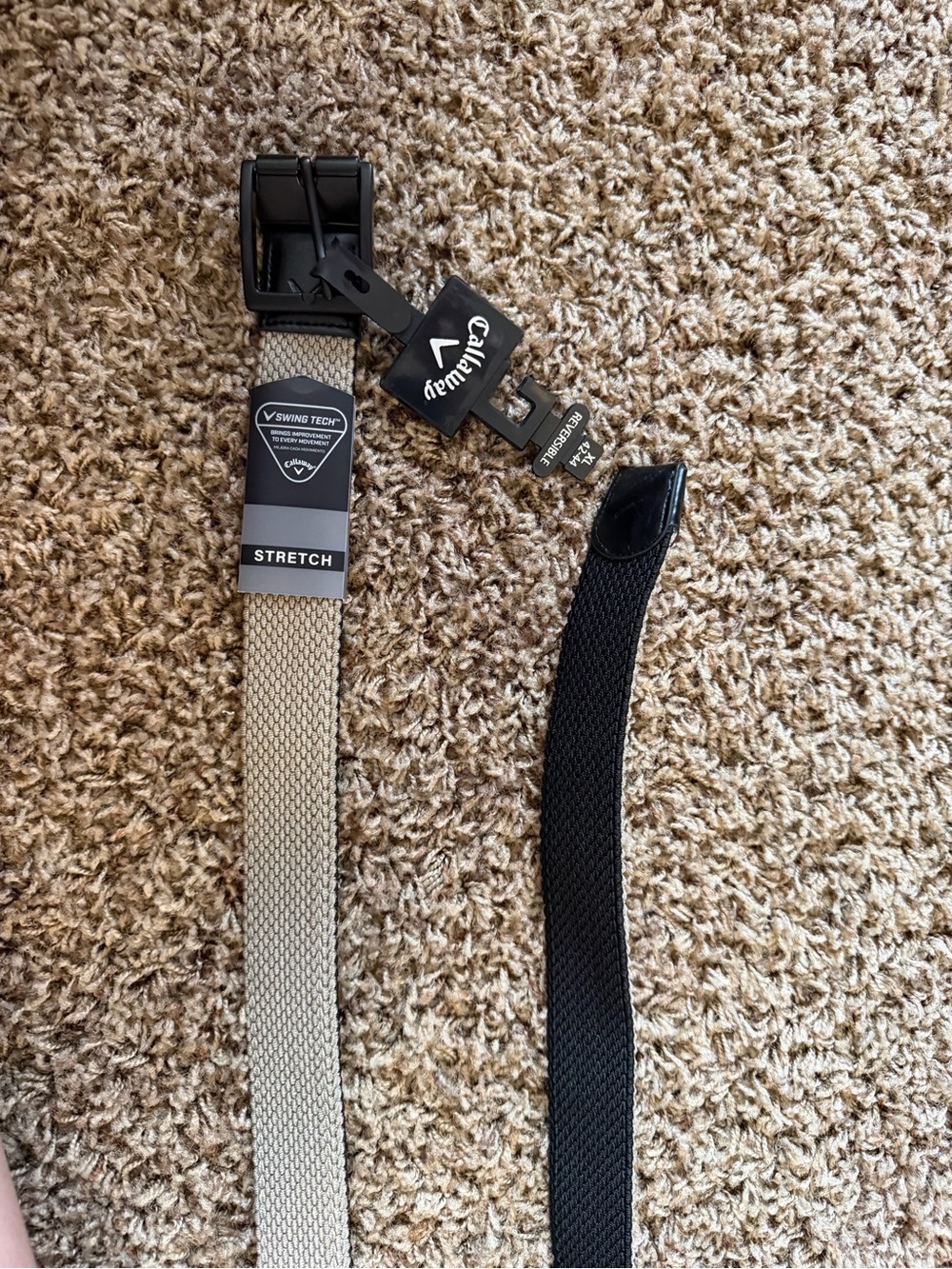 Callaway Men’s Stretch Golf Belt in Beige and Black
